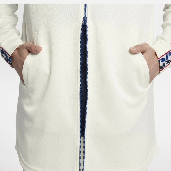 Nike Men's Tapered Track Jacket Full Zip White with Blue Letters Size Large - Picture 4 of 5